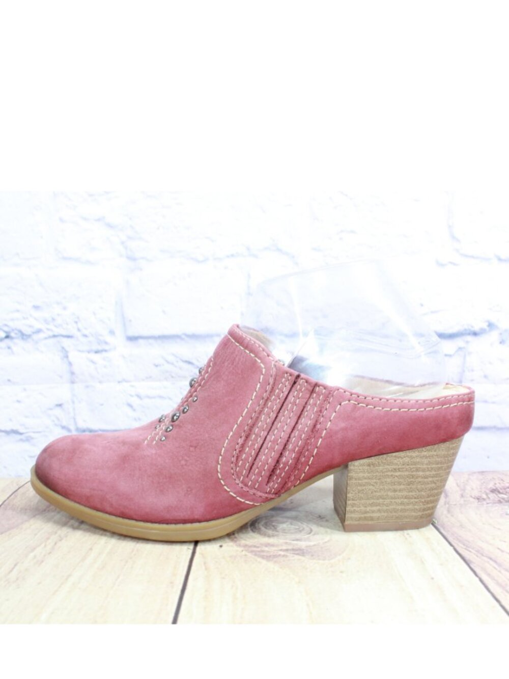 Earth Mendon Nubuck Leather Burgundy Heeled Mules Western Clogs 8.5 B